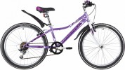 Велосипед 24' рама женская NOVATRACK ALICE тормоз V-brake, лиловый, 6 ск., 10' 24SH6SV.ALICE.10LC21